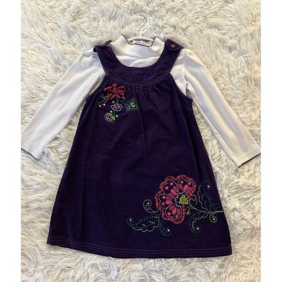 Youngland Purple Corduroy Dress Size 5 Turtleneck Set Winter Girls Clothes - Picture 1 of 4